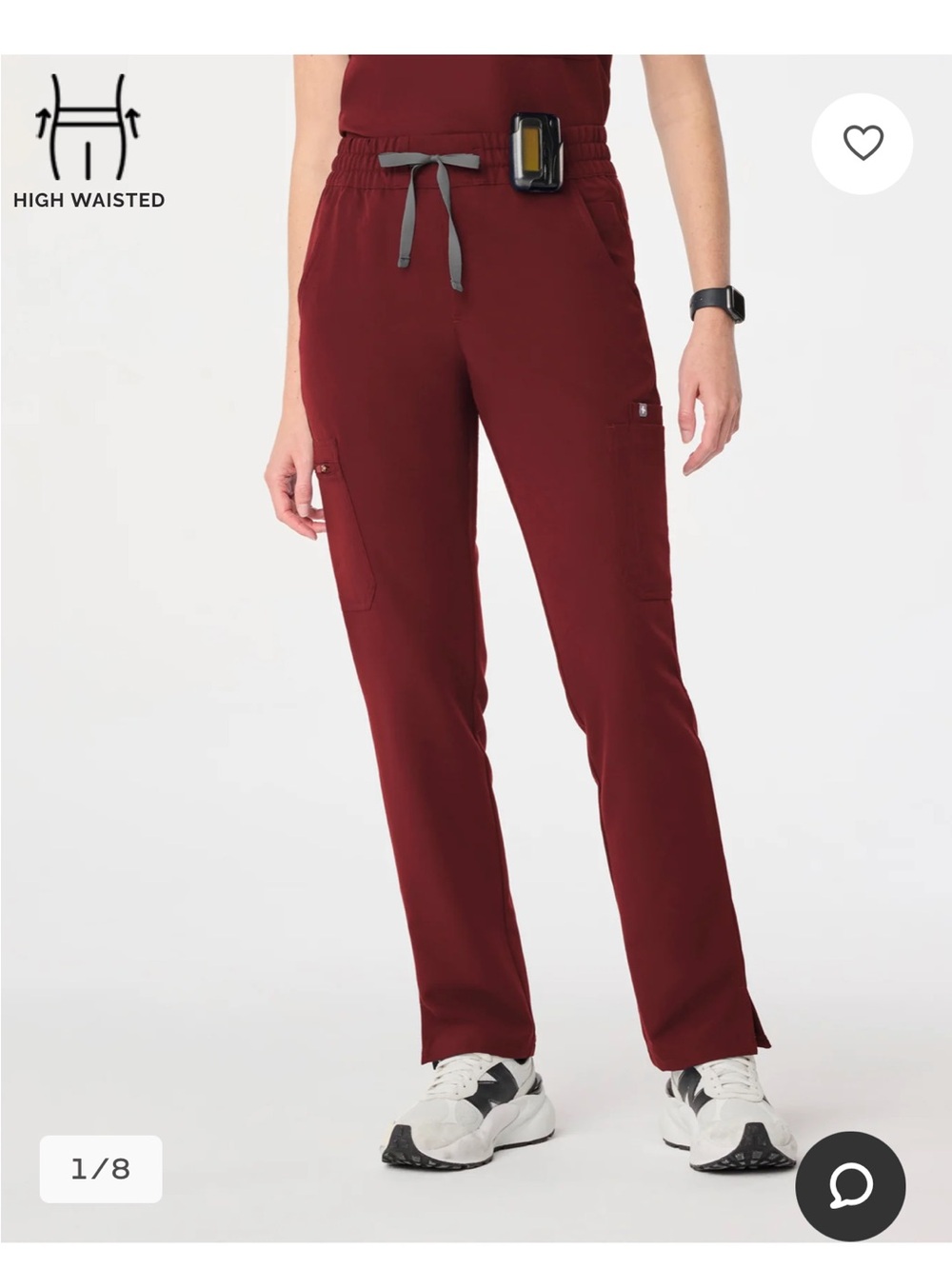 High-Waisted Women’s Cargo Scrub Pants - Burgundy